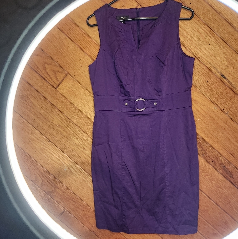 AGB royal purple sleeveless knee length fashion buckle dress size 10